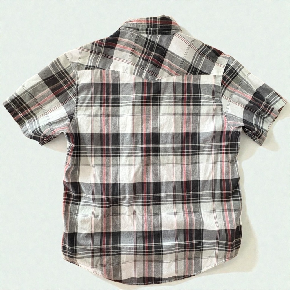 Casual Country Shirt Men's XL Black White Red Button Up Plaid Western Pearl Snap - Picture 2 of 8